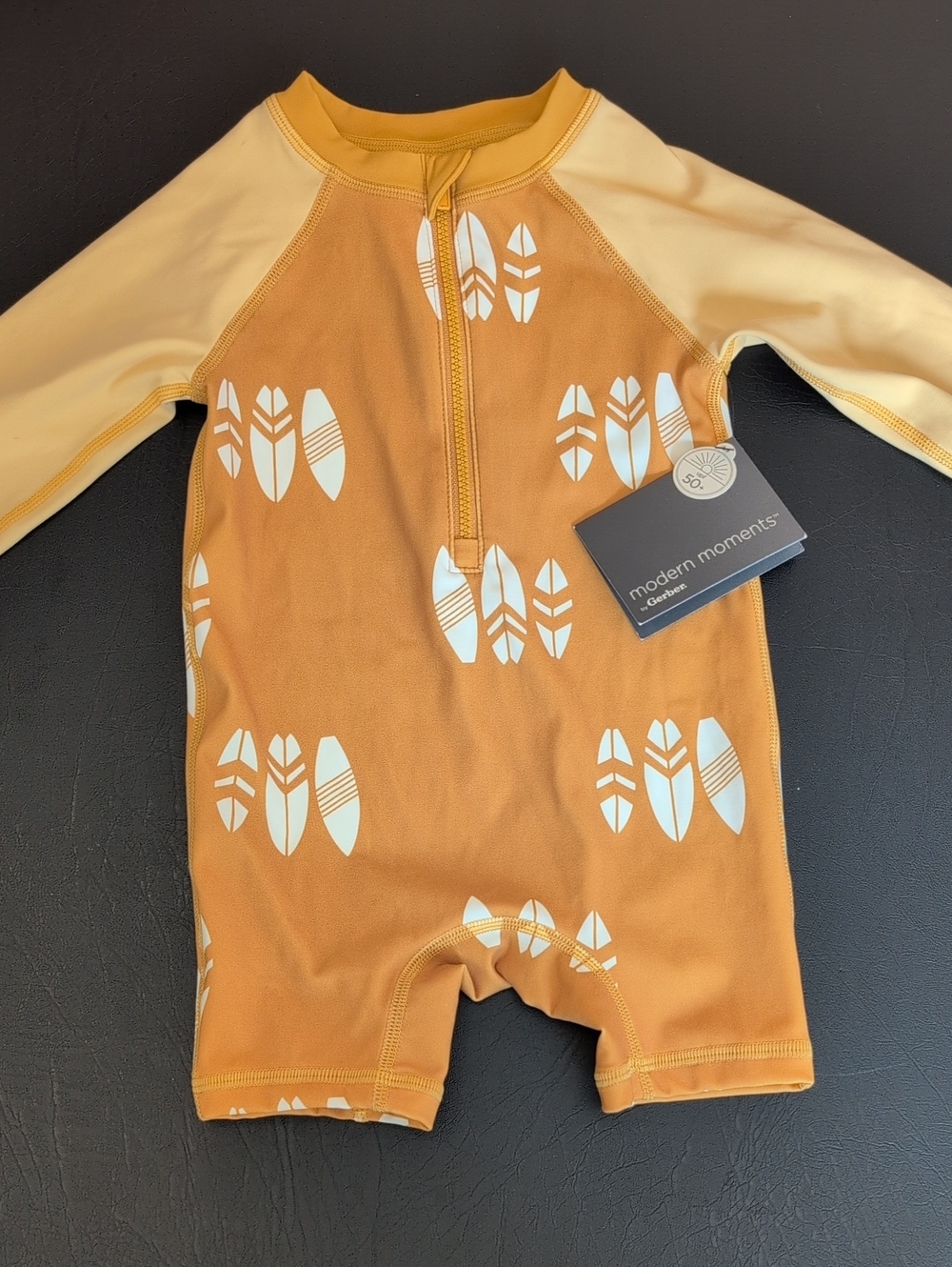 modern moments Kids' Yellow/Gold Long Sleeve Rashguard Sunsuit